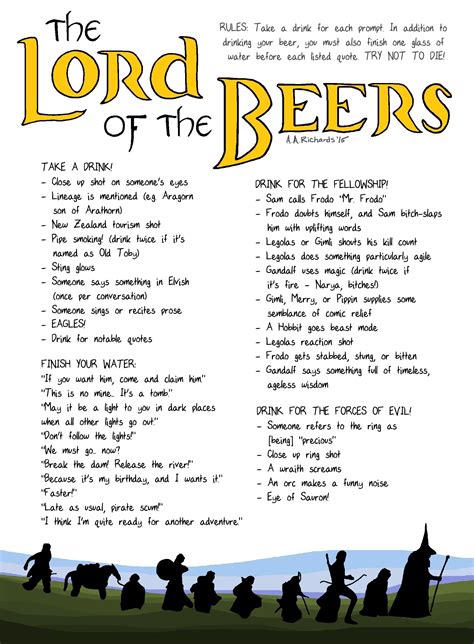 drinking game for lord of the rings|Lord of the rings Drinking Game .